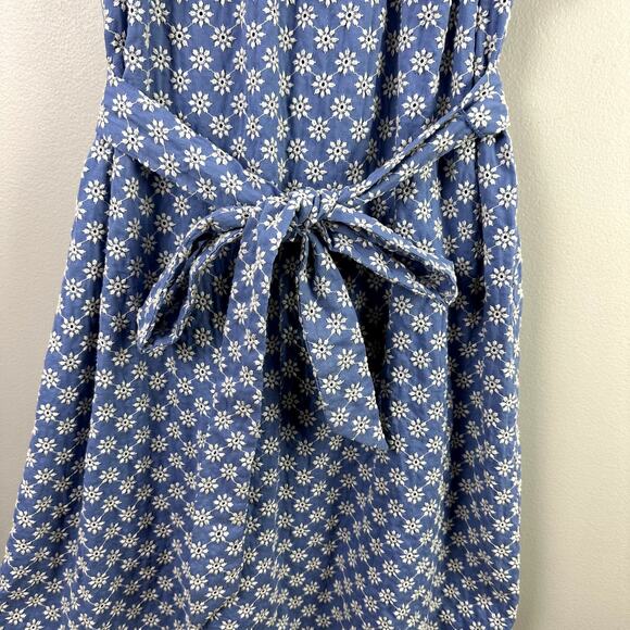 London Times Blue White Floral Daisy Eyelet Ruffle Shirt Dress 4P P4 4 Petite - Picture 6 of 13